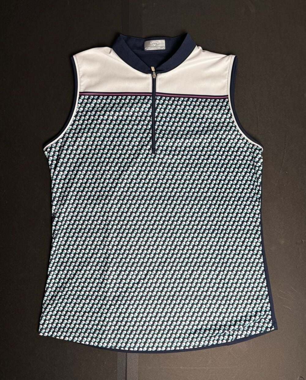 Ladies CALLAWAY Navy Aqua Sleeveless Golf Shirt Top - size xl